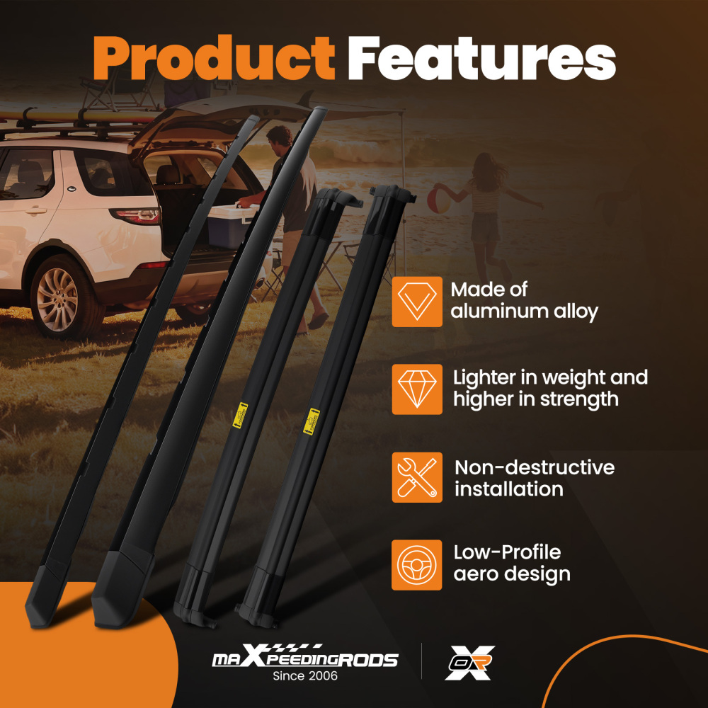Roof Rack Side Rails Cross Bars compatible for Range Rover Vogue L322 2002-2012 Black
