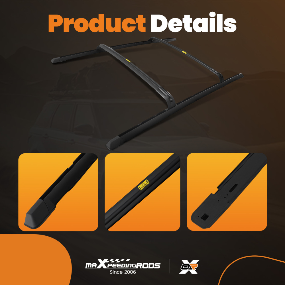 Roof Rack Side Rails Cross Bars compatible for Range Rover Vogue L322 2002-2012 Black