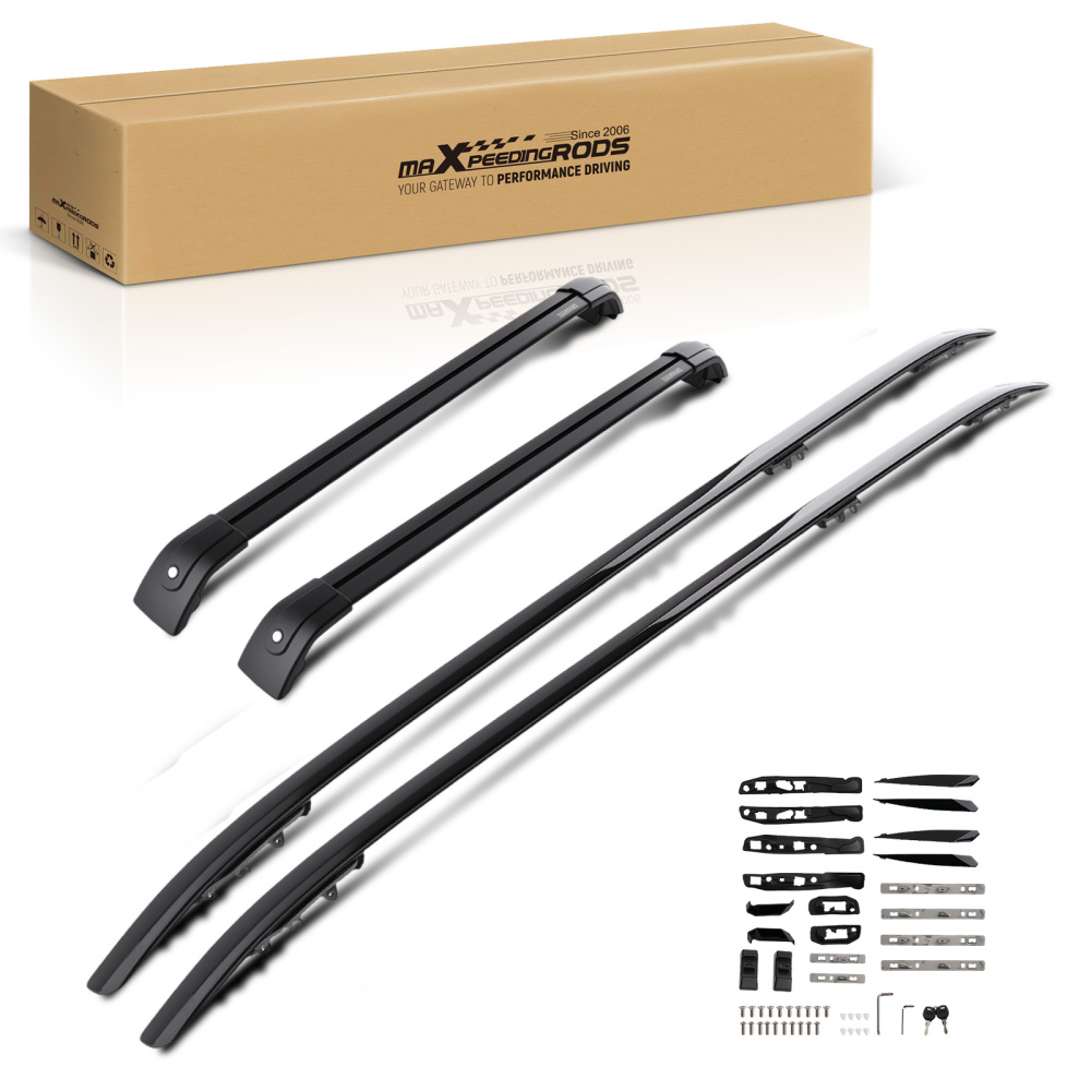 Black Cross Bar Set compatible for Range Rover L405 2013-2022 Aluminium Roof Rail