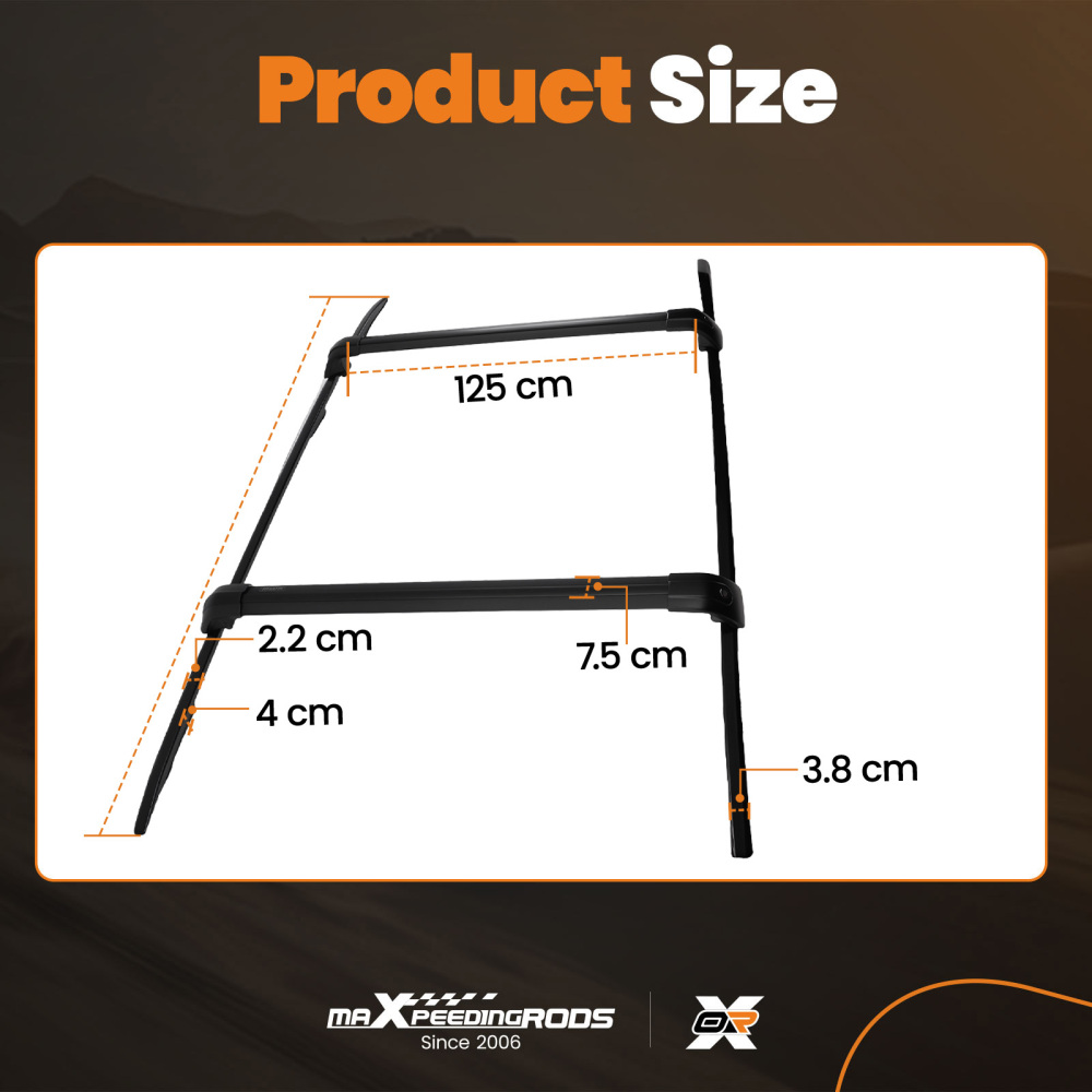Black Cross Bar Set compatible for Range Rover L405 2013-2022 Aluminium Roof Rail