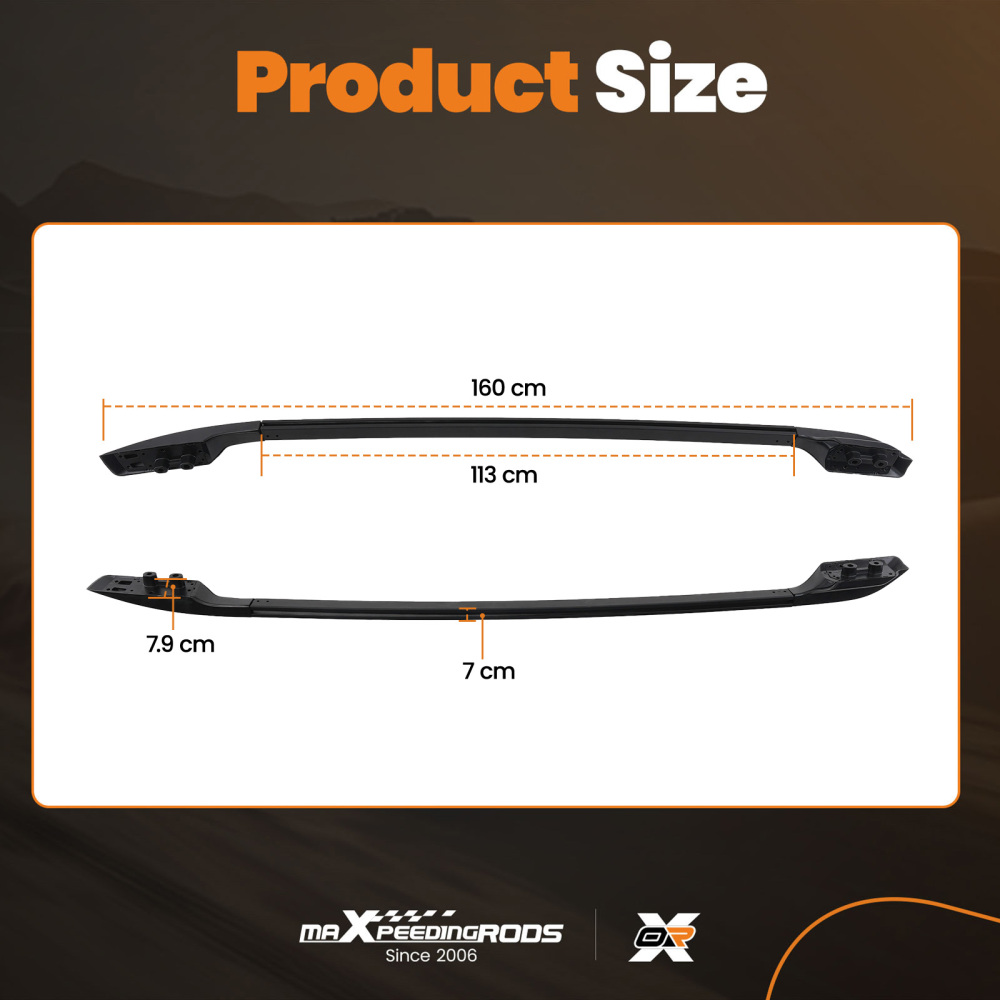 Black Aluminium Roof Rails Bars Set compatible for Toyota RAV4 MK3 2006-2012 2PCS