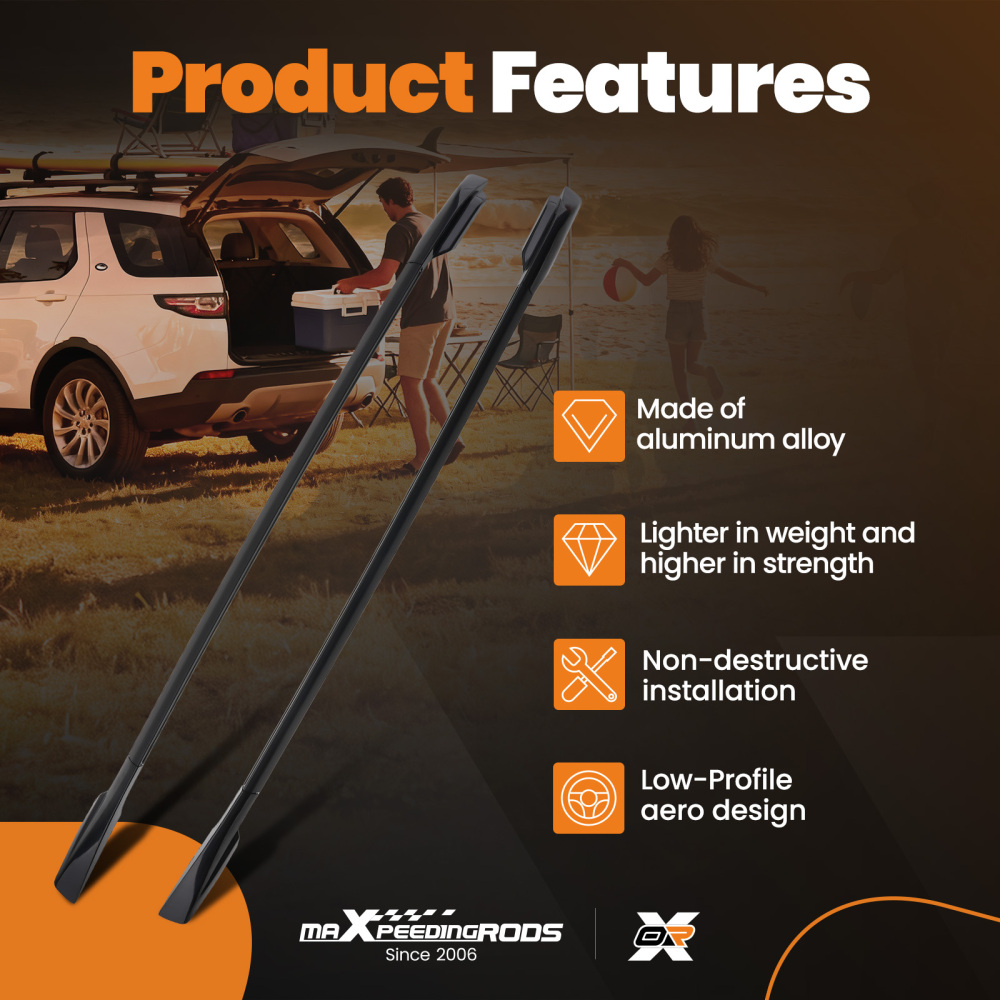 Black Aluminium Roof Rails Bars Set compatible for Toyota RAV4 MK3 2006-2012 2PCS