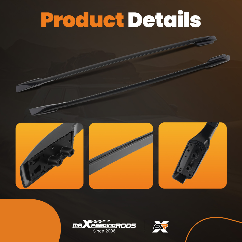 Black Aluminium Roof Rails Bars Set compatible for Toyota RAV4 MK3 2006-2012 2PCS