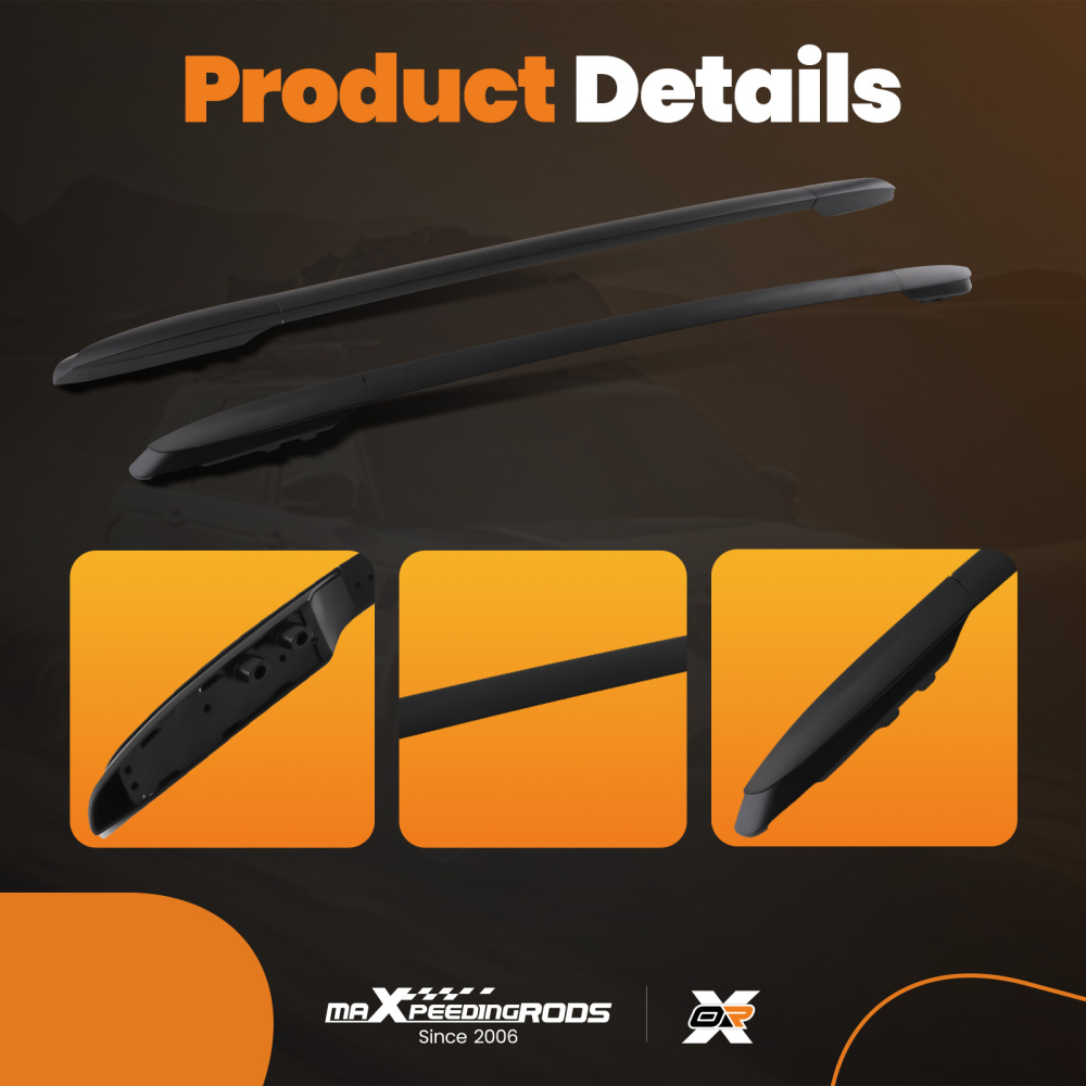 Aluminium Black Roof Rails Rack Bars Set compatible for Toyota RAV4 MK4 XA40 2012-2019