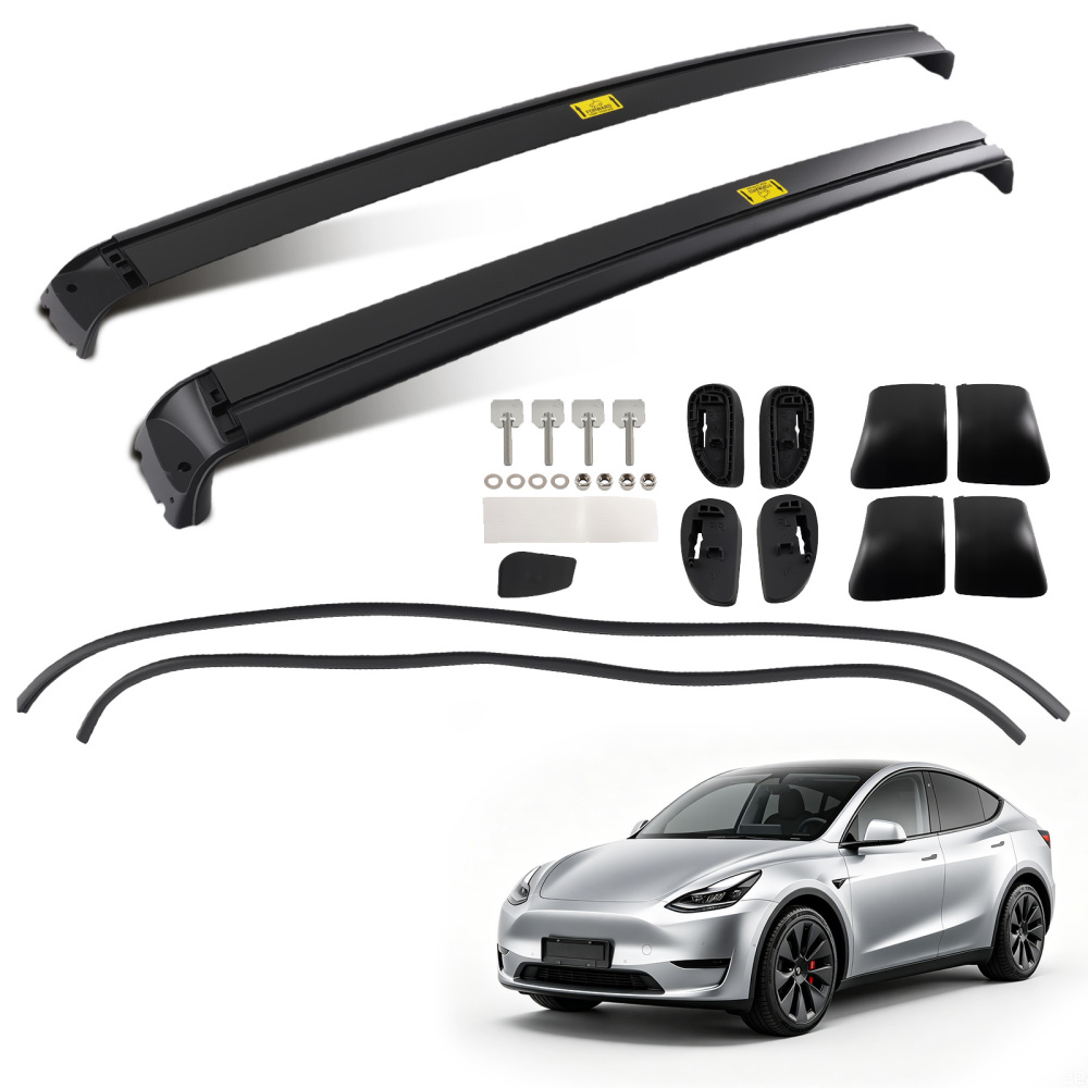 Aluminum Black Luggage Roof Cross Rails Bars Rack compatible for Tesla Model Y 2019-2025