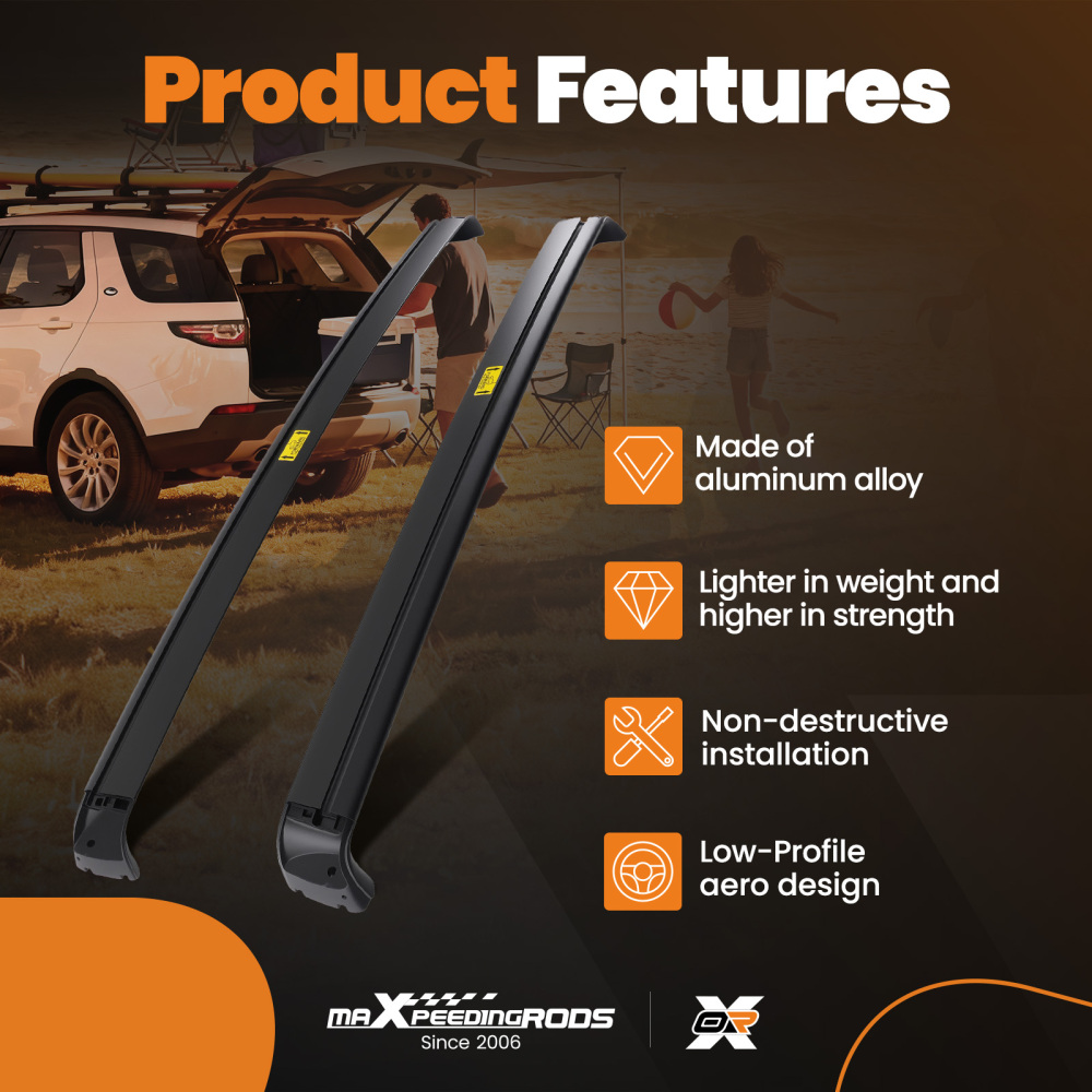 Aluminum Black Luggage Roof Cross Rails Bars Rack compatible for Tesla Model Y 2019-2025