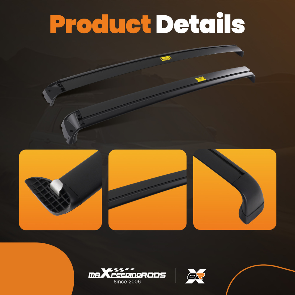 Aluminum Black Luggage Roof Cross Rails Bars Rack compatible for Tesla Model Y 2019-2025