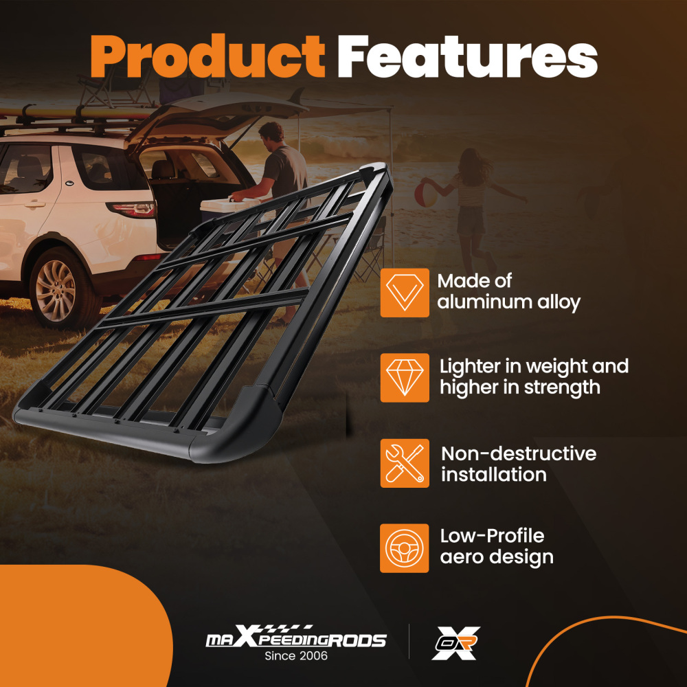 Car Roof Basket Universal 127cm Aluminium Luggage Rack 120kg Capacity Storage