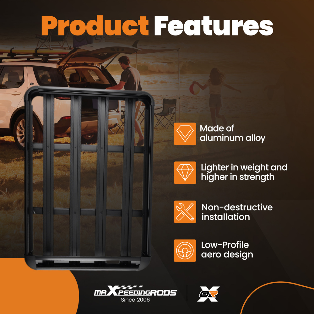 Car Roof Cargo Basket Universal 1.4M Aluminium Rack 120kg Capacity