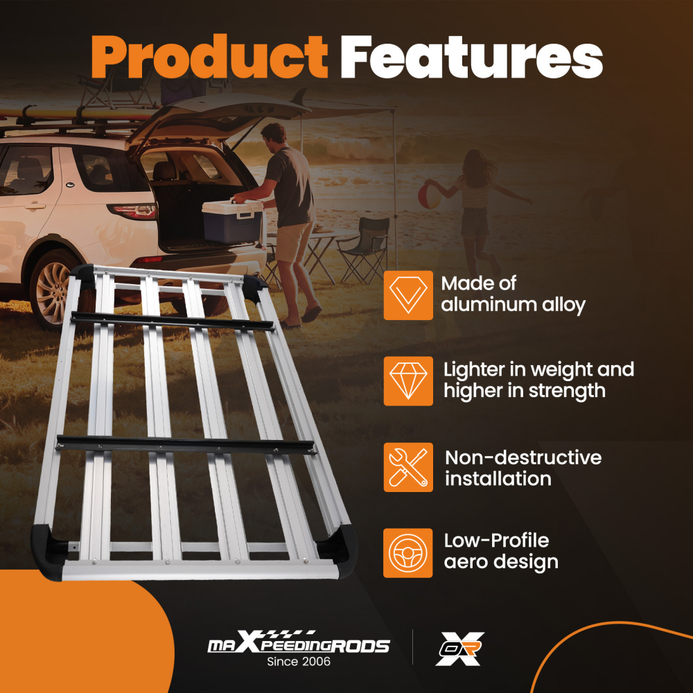 1.6 Metre Aluminum Roof Rack Basket Universal Carrier 160x100cm 120kg Max