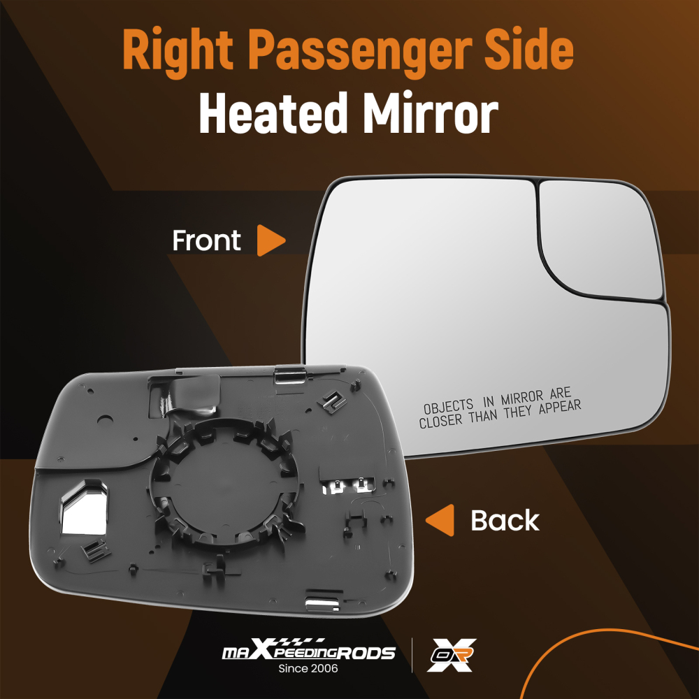 Passenger Side Mirror Glass Heated Convex compatible for Dodge Ram 1500 2019-22 68402036AA