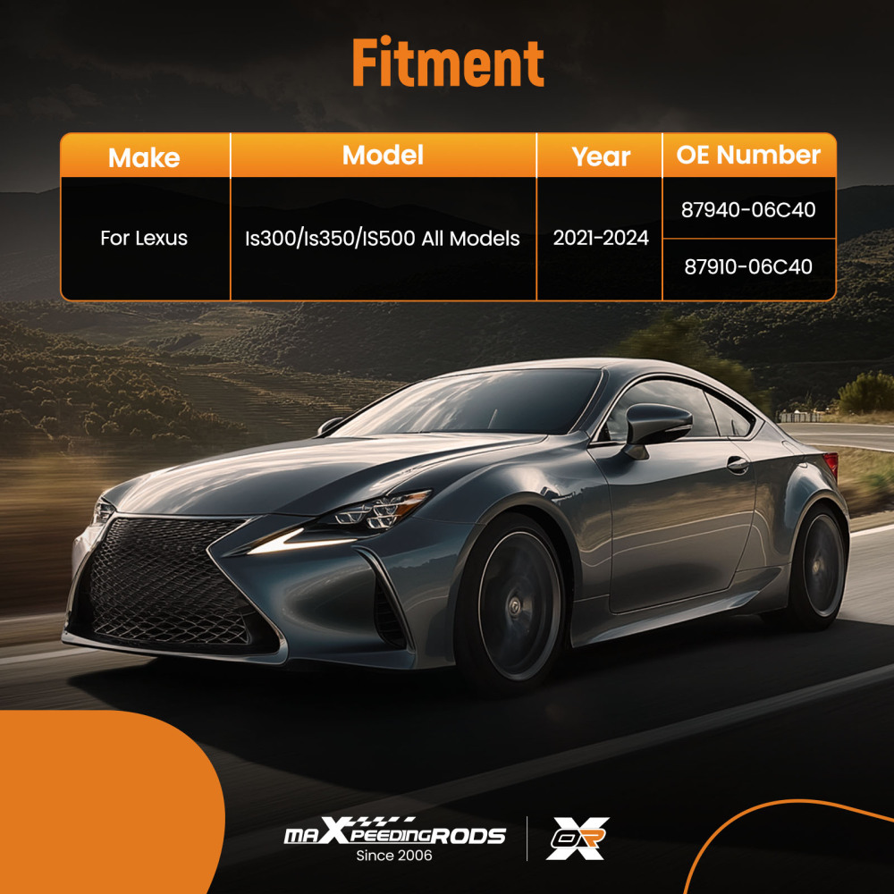 Side Mirror Cover Capsfor compatible for Lexus IS Series 2021-2024 87940-06C40 ABS Pair