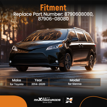 Driver Heated Convex Side Mirror Glass compatible for Toyota Sienna 2014-2020 8790608080