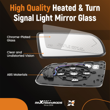 Right Passenger Side Mirror Glass Heated Signal compatible for Toyota Sequoia 08-17 compatible for Tundra