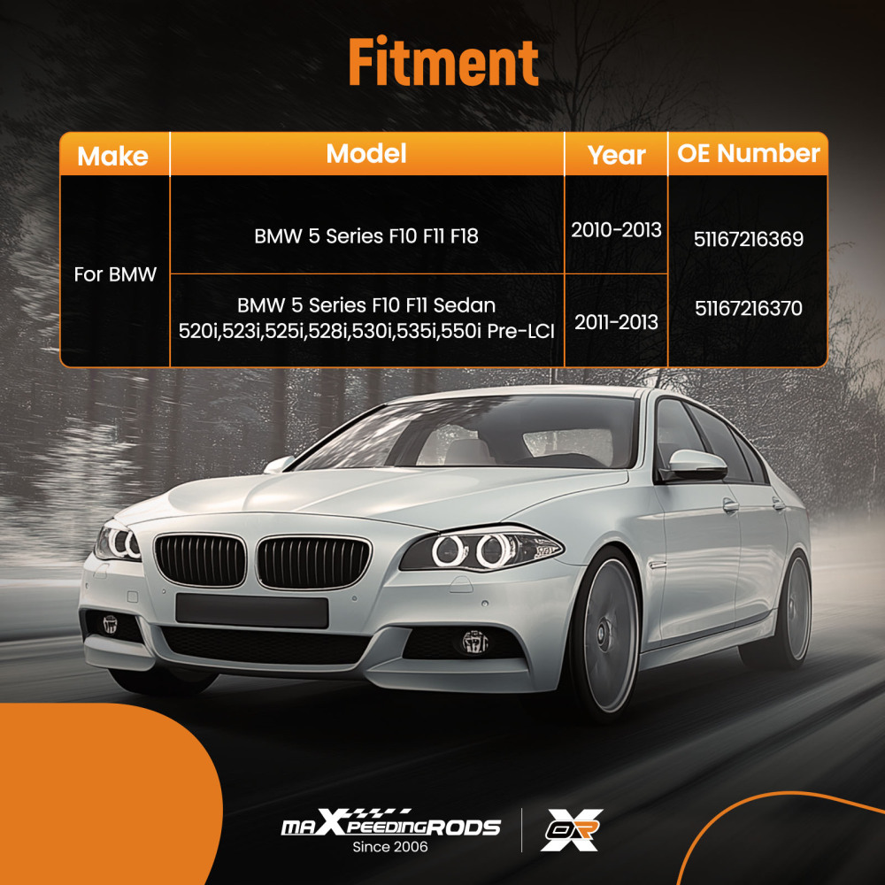 Door Mirror Cap Kit compatible for BMW 5 Series F10 F11 F18 520i-550i 2010-2013 51167216369