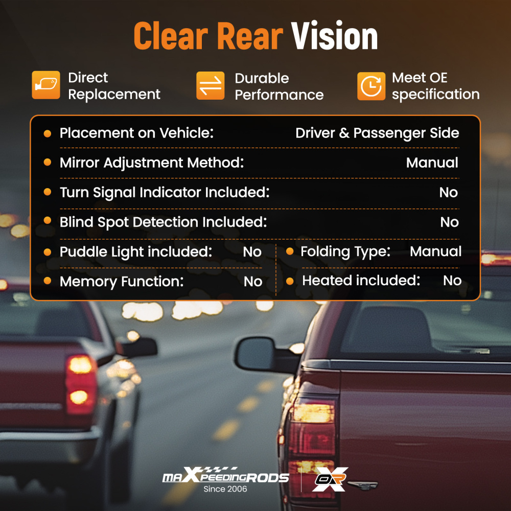 L+R Side Mirrors compatible for Chevy C1500/Blazer/Compatible for Escalade 88-00 15764759 Manual Fold