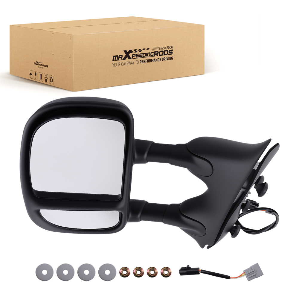 Left Mirror Assembly compatible for Ford F-250 F-350 F-450 08-16 Black Texture Chrome