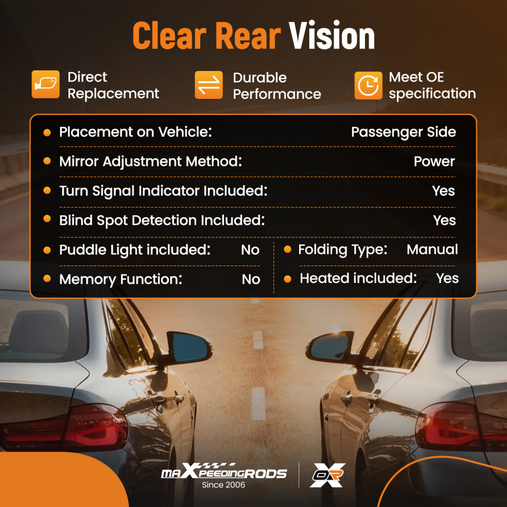 Blind Spot Right Mirror compatible for Toyota Camry 2018-2023 Heated 8173047010