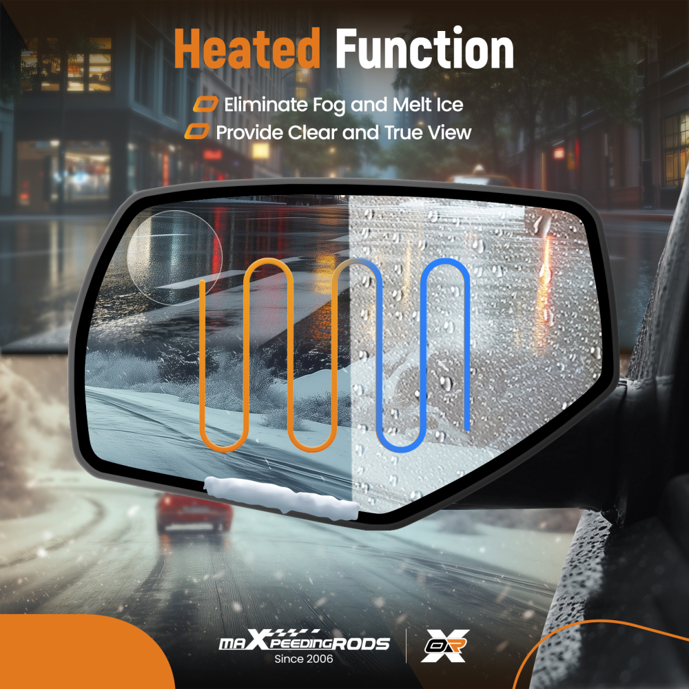 Driver Side Mirror Glass Heated With Signal compatible for Silverado Sierra 2014 -2018