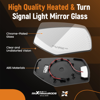 Passenger Side Mirror Glass Heated with Signal compatible for Silverado Sierra 2014 -2018