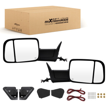 Black Heated Side Mirror compatible for Dodge Ram 1500 1998-2001 Power Adjustable Pair