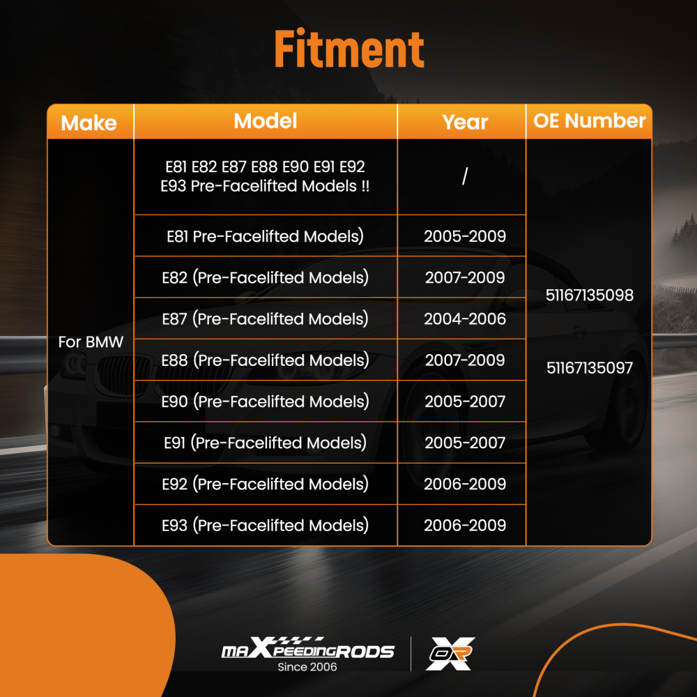 Side Mirror Cover Caps compatible for BMW E90 E91 Pre-LCI 2005-2007 51167135098 ABS Plastic