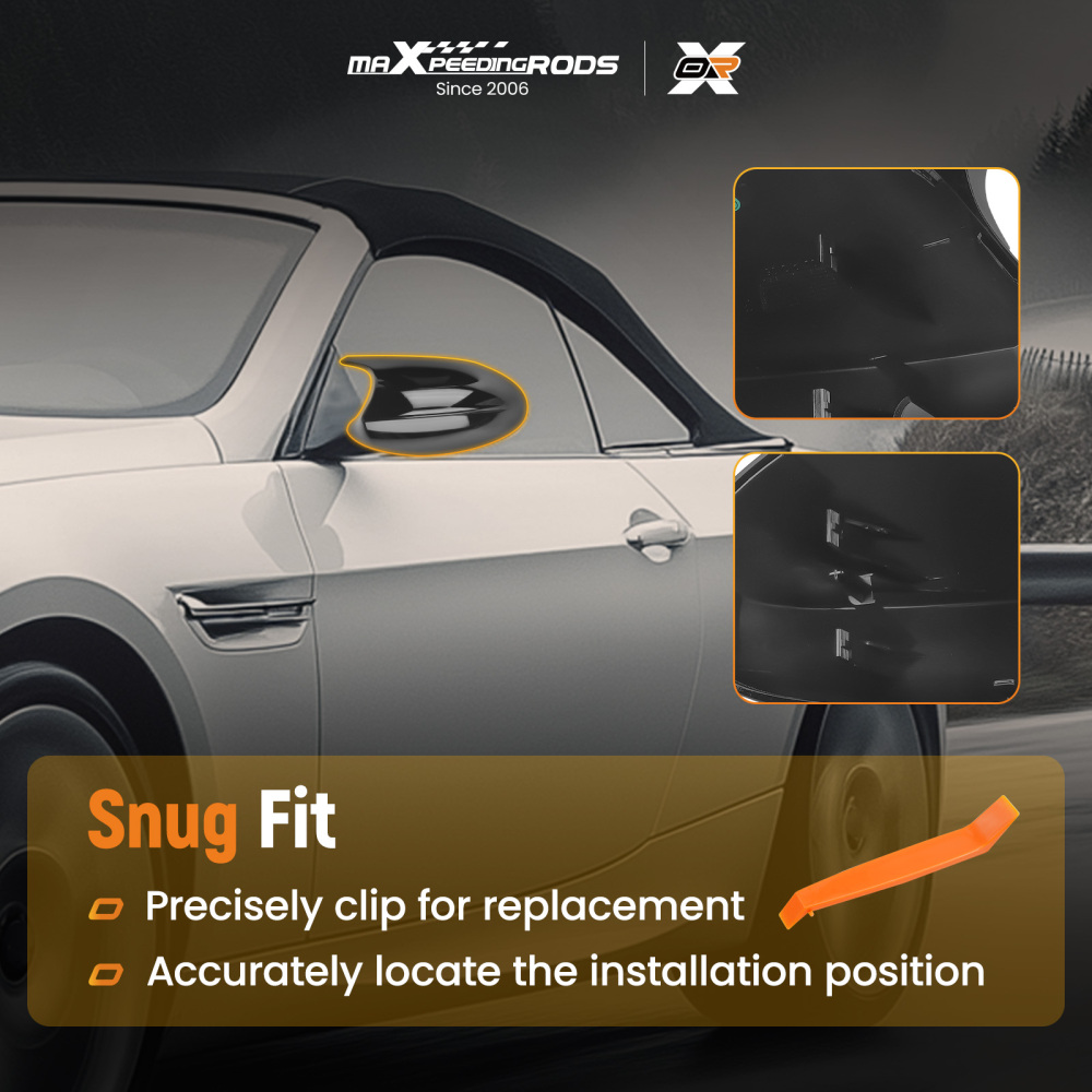 Side Mirror Cover Caps compatible for BMW E90 E91 Pre-LCI 2005-2007 51167135098 ABS Plastic