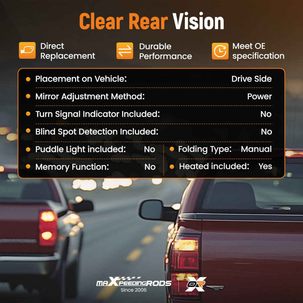 Driver Side Mirror Heated Mirror compatible for Cadillac Escalade ESV 2007-2013 12800877L