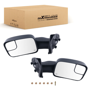 Black Heated Side Mirror compatible for Dodge RAM 1500 2002-2008 Towing Manual Fold