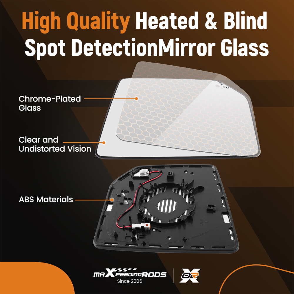 Mirror Glass Left Heated with Blind Spot Detection compatible for Ford F-150 2015-2021