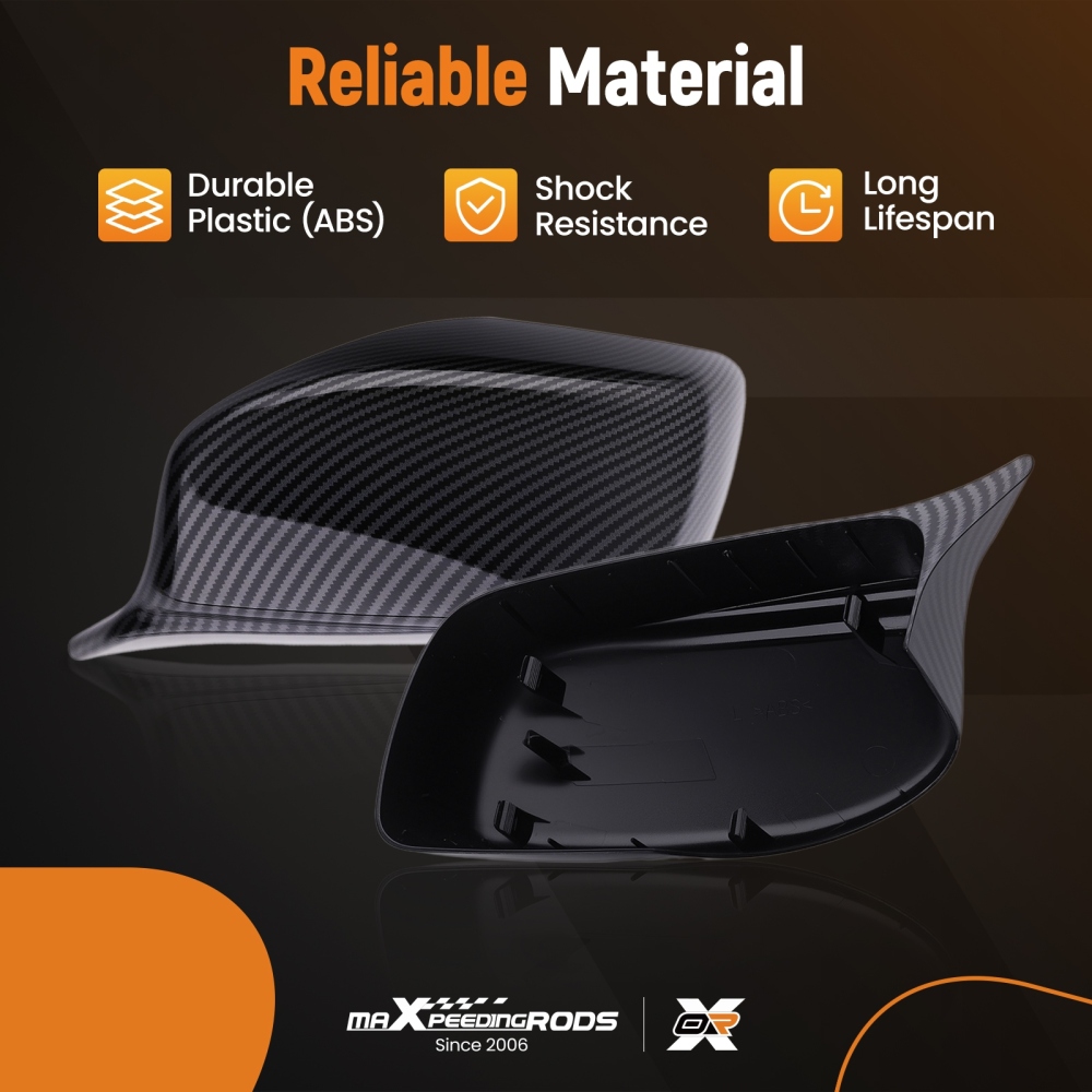Wing Mirror Cover Cap compatible for BMW E60 E61 E63 03-07 51167078359 Carbon Fiber Black