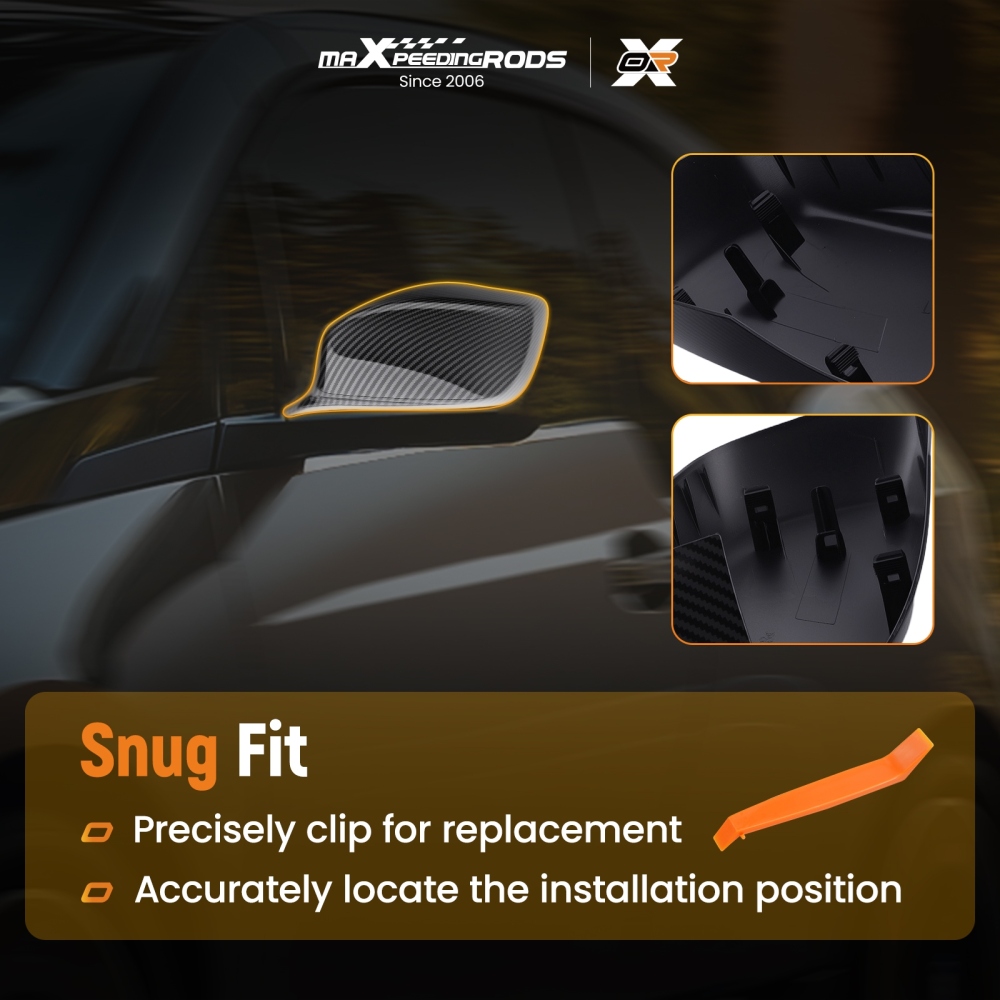 Wing Mirror Cover Cap compatible for BMW E60 E61 E63 03-07 51167078359 Carbon Fiber Black