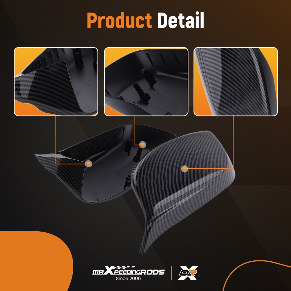 Wing Mirror Cover Cap compatible for BMW E60 E61 E63 03-07 51167078359 Carbon Fiber Black