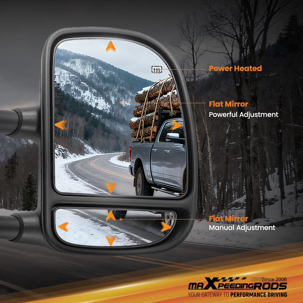 Heated Mirror Right compatible for Ford Excursion F250 Eddie Bauer 03-05 Power Black