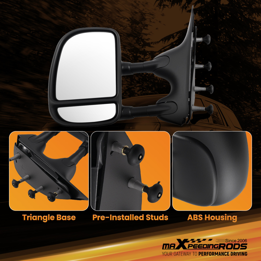 Left Manual Mirror compatible for Ford E150/E250 2003-2014 Manual Black Textured