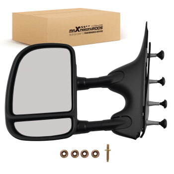 Left Manual Mirror compatible for Ford E150/E250 2003-2014 Manual Black Textured