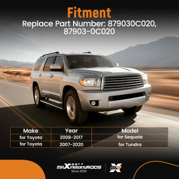 Passenger Right Side Mirror Glass Heated compatible for Toyota Sequoia 2008-2017 compatible for Tundra