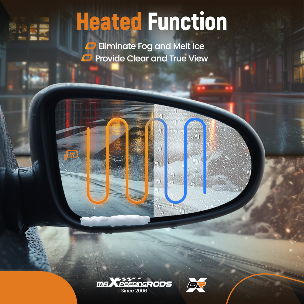 Passenger Right Side Mirror Glass Heated compatible for Toyota Sequoia 2008-2017 compatible for Tundra