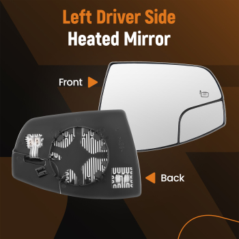 Left Driver Side Mirror Glass W/Spotter Glass Heated compatible for Ford Escape 2013-16