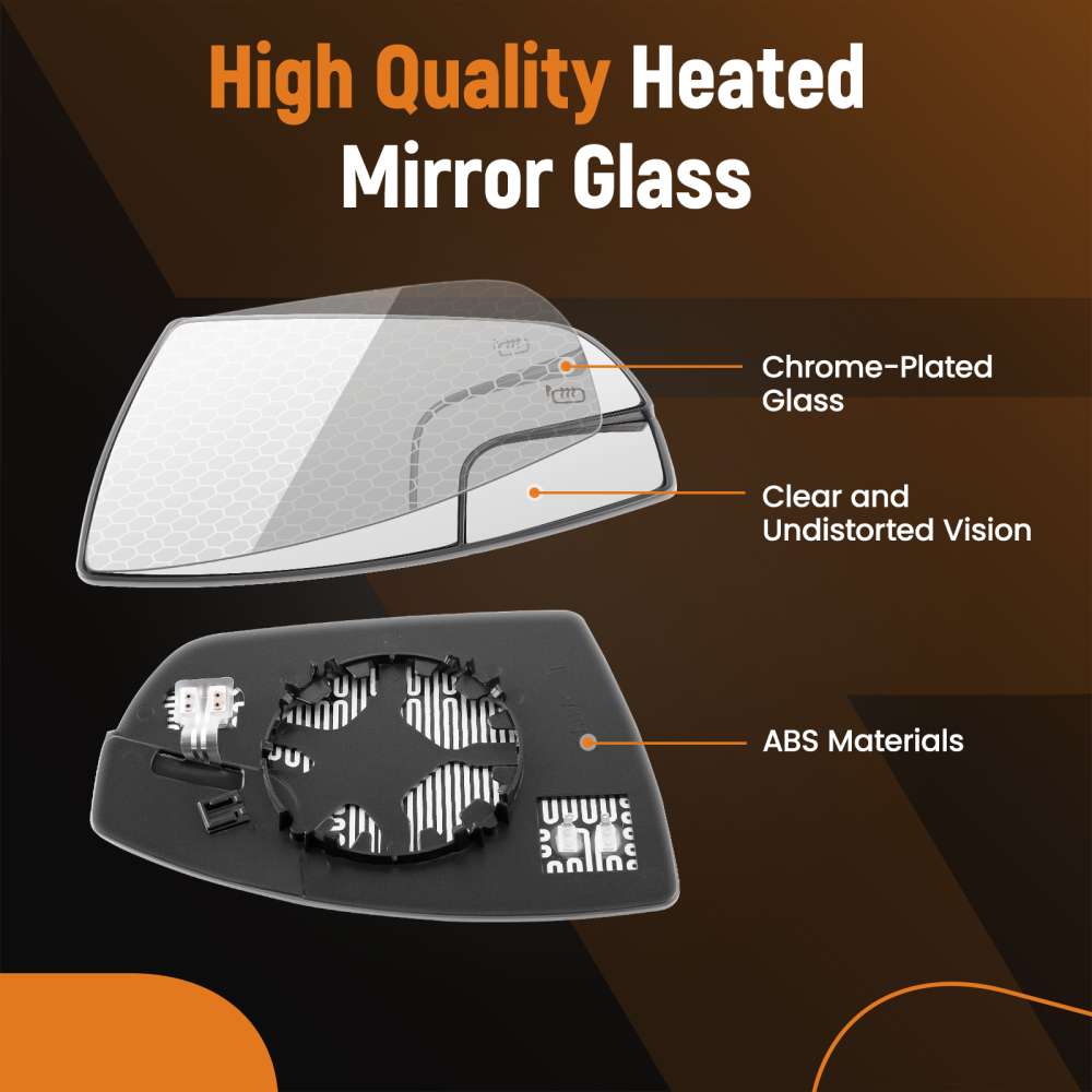 Left Driver Side Mirror Glass W/Spotter Glass Heated compatible for Ford Escape 2013-16
