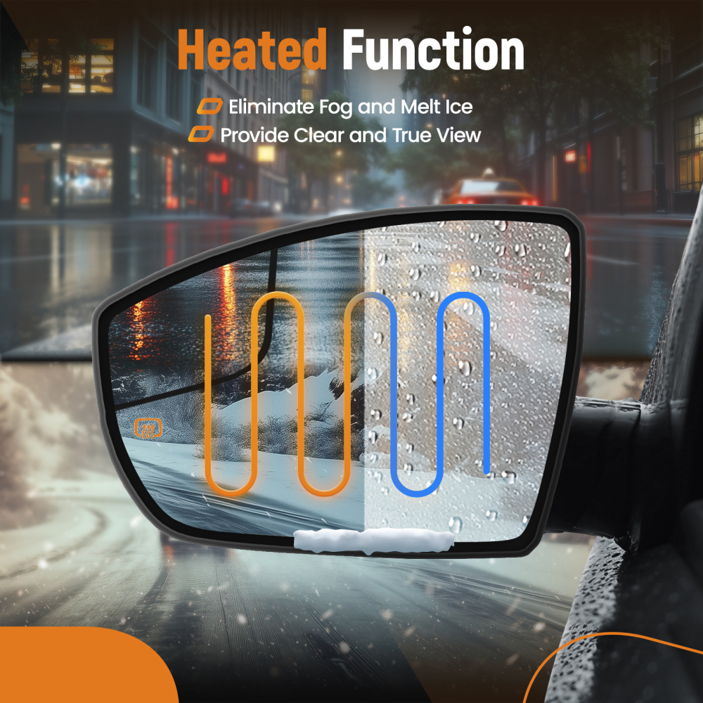 Left Driver Side Mirror Glass W/Spotter Glass Heated compatible for Ford Escape 2013-16