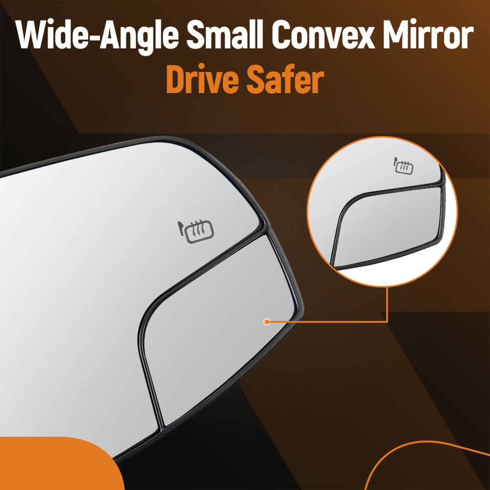 Left Driver Side Mirror Glass W/Spotter Glass Heated compatible for Ford Escape 2013-16