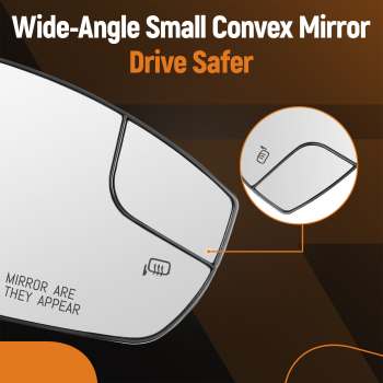 Passenger Side Mirror Glass W/Spotter Glass Heated compatible for Ford Escape 2013-2016