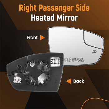 Passenger Side Mirror Glass W/Spotter Glass Heated compatible for Ford Escape 2013-2016