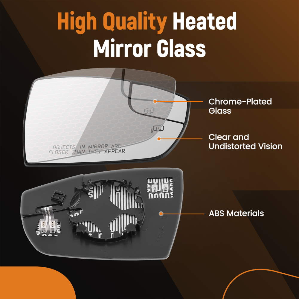 Passenger Side Mirror Glass W/Spotter Glass Heated compatible for Ford Escape 2013-2016
