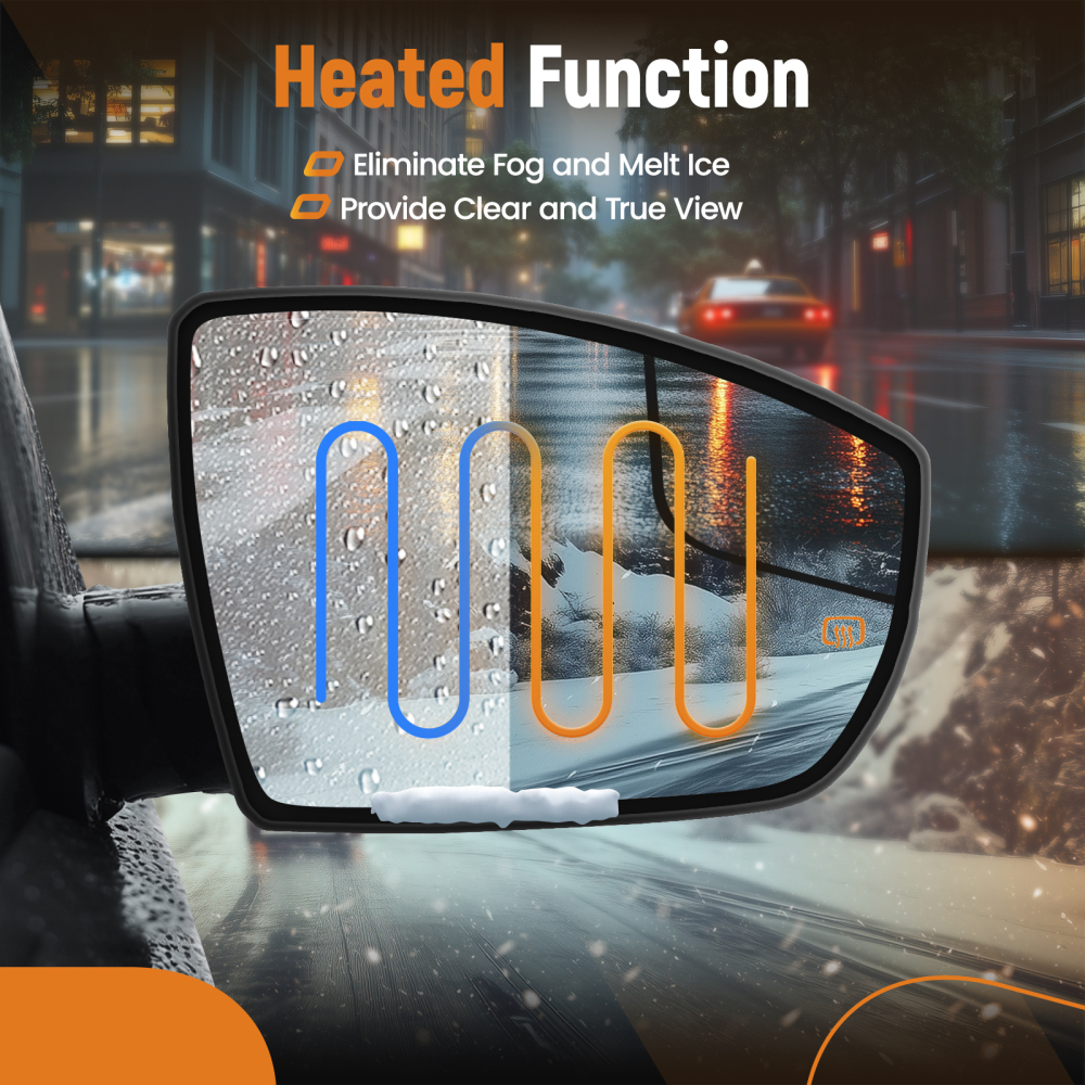 Passenger Side Mirror Glass W/Spotter Glass Heated compatible for Ford Escape 2013-2016