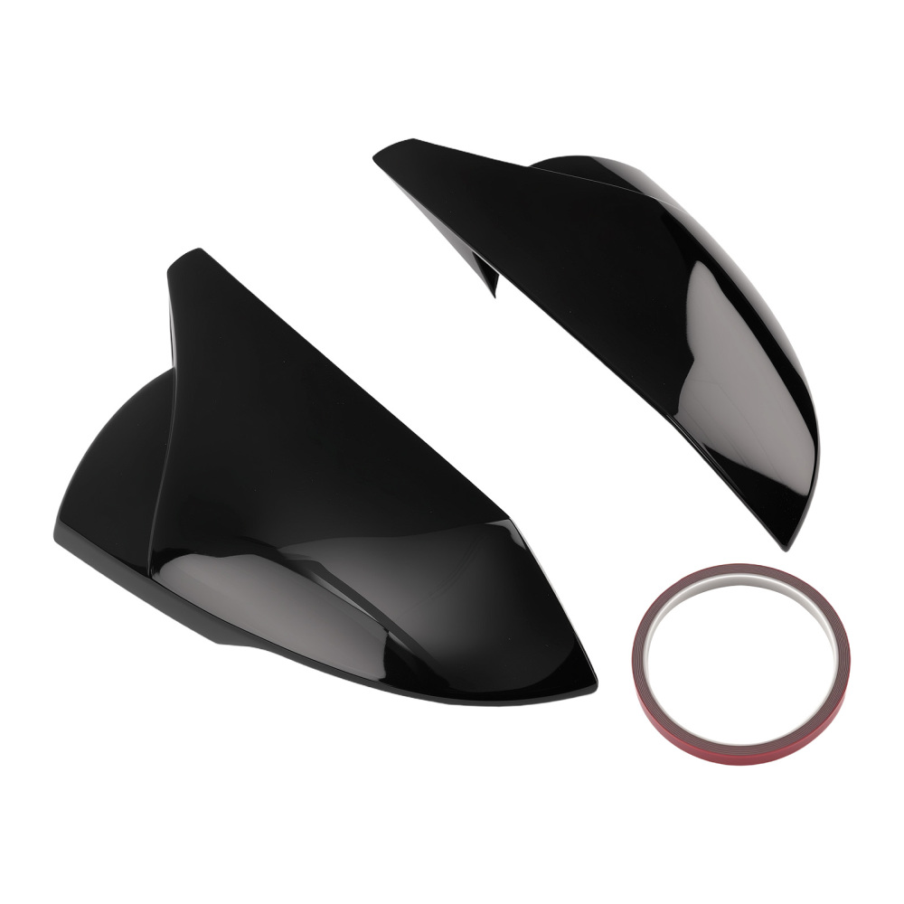 ABS Mirror Cover Pair compatible for Hyundai Elantra LED Turn Signal 2021-2024 Black Set