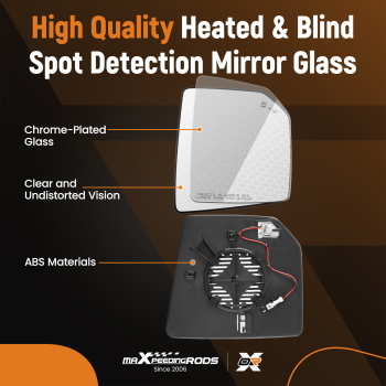 Mirror Glass Right Heated with Blind Spot Detection compatible for Ford F-150 2015-2021