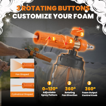 maXpeedingRods Wide Mouth Foam Cannon for Pressure Washer with 1/4 Quick Connect, 1.15/1.25mm Nozzle