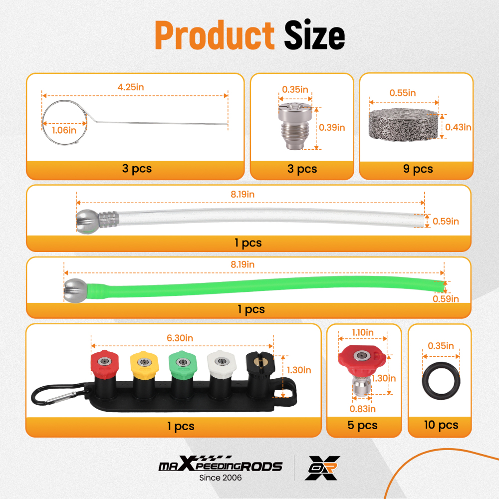 Foam Cannon Orifice Kit 1.1/1.15/1.25mm Spray Nozzle Foam Meshes 3000-4000PSI